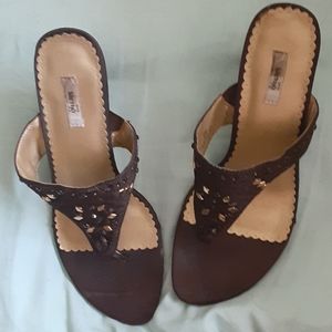 Brown wedge sandals